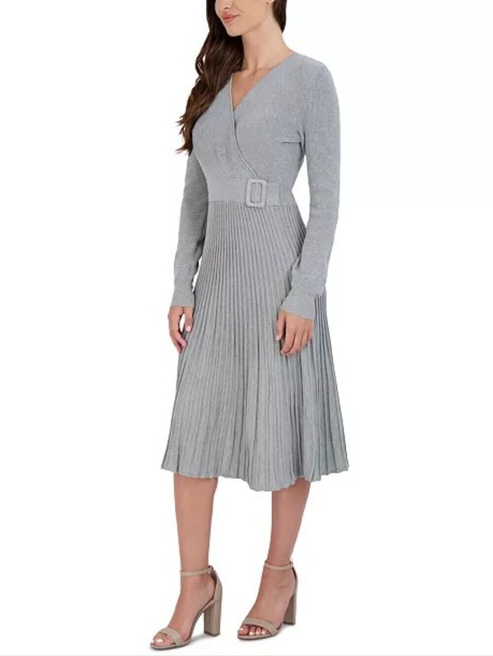 Signature By Robbie Bee Gray Belted Sweater Dress XL